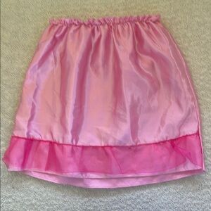 Pink Bubble Mini Skirt with Ruffled High-Low Hem
